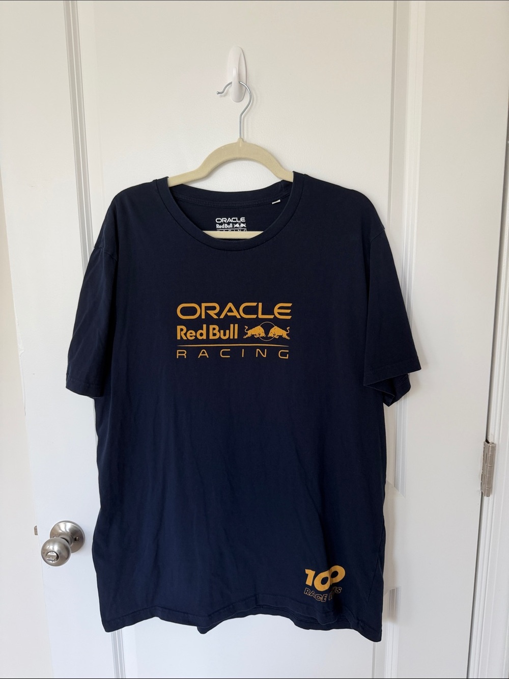 Men's Navy Short Sleeve Tee with Gold Logo
